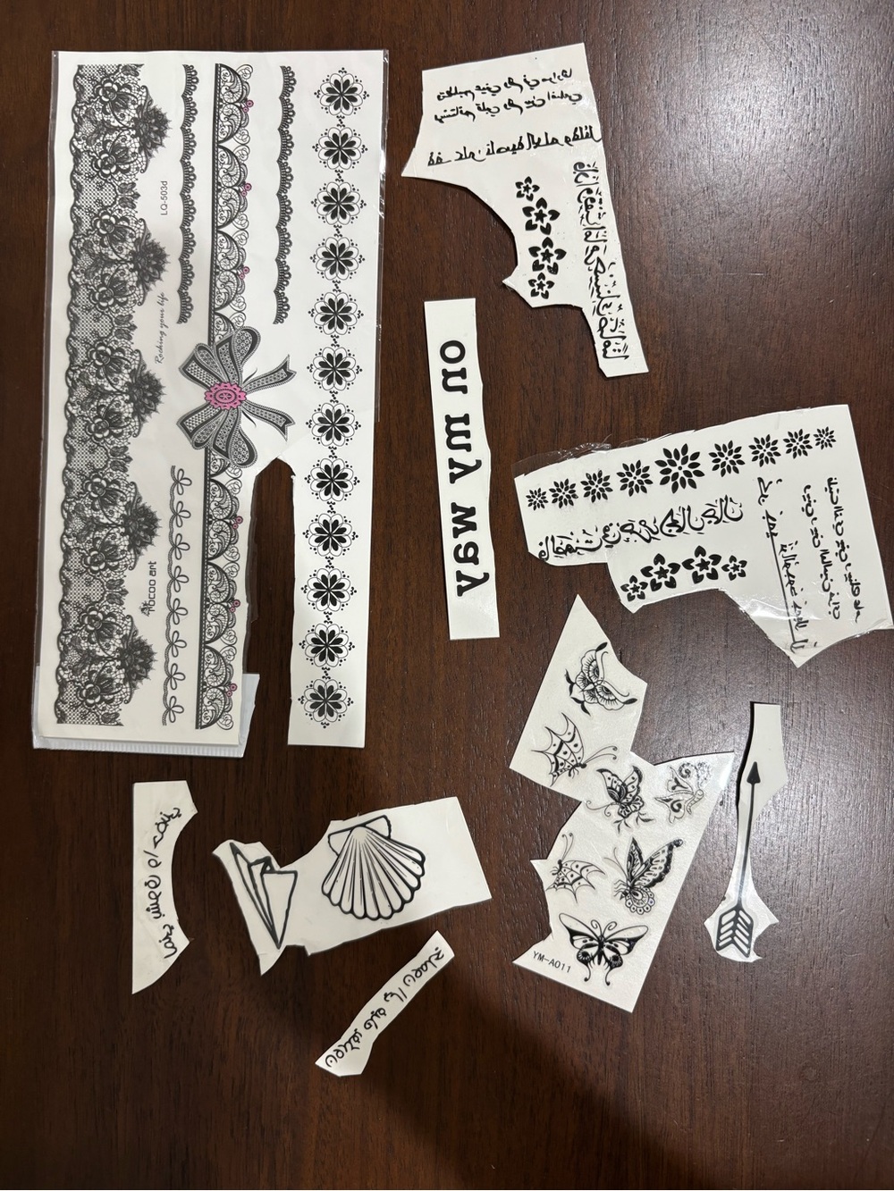 Temporary Black Lace and Floral Tattoo Sticker Sheet - Black